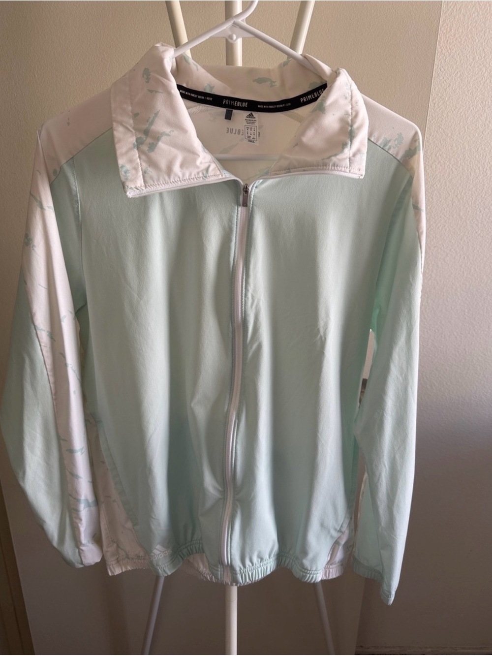 adidas Mint and White Lightweight Bomber Jacket
